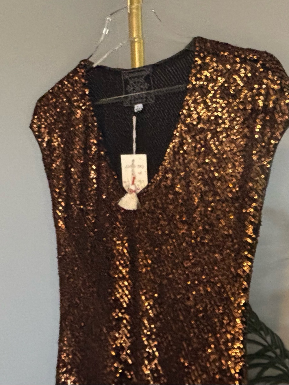 Johnny Was Bronze Sequin Maxi Dress - Picture 6 of 16